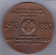 Lithuania USSR 1980 40th Anniv. Of Soviet Government In Lithuania, Medal 10cm - Non Classés