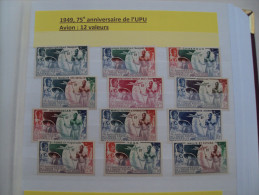 1/ Serie Coloniale 1949 , PA 12  Valeurs  Neuf  XX  , Cote : 178,00 € , Disperse Trés Grosse Collection ! - 1949 75e Anniversaire De L'UPU