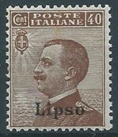 1912 EGEO LIPSO EFFIGIE 40 CENT MNH ** - T260 - Aegean (Lipso)