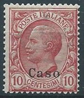 1912 EGEO CASO EFFIGIE 10 CENT MNH ** - T261 - Ägäis (Caso)