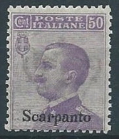 1912 EGEO SCARPANTO EFFIGIE 50 CENT MNH ** - T279 - Egée (Scarpanto)