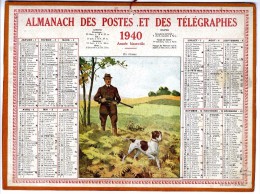 CALENDRIER ORIGINAL 1940    EN CHASSE  TRES BELLE ILLUSTRATION  -     FEUILLET DPT 47 - Groot Formaat: 1921-40