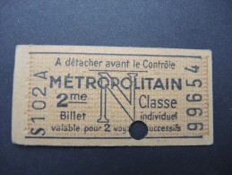 FRANCE-Tickets De Métro De Paris-A étudier P7026 - Europe