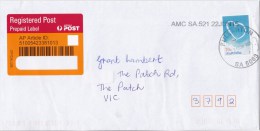 Australia 2015 Love Is In The Air 70c Self-adhesive On Domestic Registered Envelope - Lettres & Documents