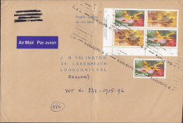 Canada AIR MAIL Par Avion Label KAMLOOPS (B.C.) 1979 Cover Lettre LONDON England Aeroplane Aviation Corner 4-Block - Airmail