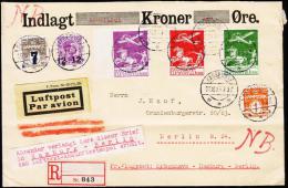 1925. Air Mail. Complete Set (3 Values). + 1 ØRE + 7/8 ØRE + 12/15 ØRE. KASSEMOSE 30.10... (Michel: 143-145) - JF175620 - Poste Aérienne