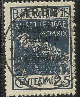 ARBE 1920 REGGENZA ITALIANA DEL CARNARO CENT. 25 C USATO USED OBLITERE´ - Arbe & Veglia