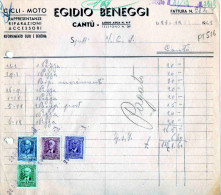 CANTU'-COMO-DITTA CICLI-MOTO-28-12-1945 -EGIDIO BENEGGI-VALORI  FISCALI-LUOGOTENENZA - Revenue Stamps