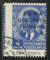 OCCUPAZIONI ITALIANE ITALY ITALIA ZONA FIUMANO KUPA 1941 OVERPRINTED SOPRASTAMPATO 4 D USATO USED VARIETA´ VARIETY - Fiume & Kupa