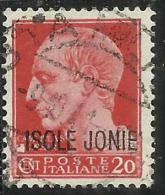 ISOLE JONIE 1941 SOPRASTAMPATO D´ITALIA ITALY OVERPRINTED CENT. 20 C USATO USED OBLITERE´ - Ionische Inseln