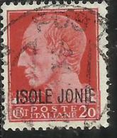 ISOLE JONIE 1941 SOPRASTAMPATO D´ITALIA ITALY OVERPRINTED CENT. 20 C USATO USED OBLITERE´ - Ionische Inseln