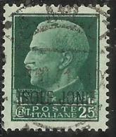 ISOLE JONIE 1941 SOPRASTAMPATO D'ITALIA ITALY OVERPRINTED CENT. 25c USATO USED OBLITERE' - Ionische Inseln
