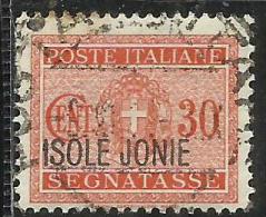 OCCUPAZIONI ITALIANE ISOLE JONIE 1941 SEGNATASSE POSTAGE DUE TASSE TAXES SOPRASTAMPATO ITALIA ITALY CENT. 30 USATO USED - Îles Ioniennes