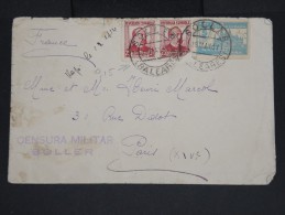 ESPAGNE-Enveloppe De Soller Pour Paris En 1937 Avec Censure à Voir  P7218 - Marques De Censures Républicaines
