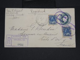 CANADA-Entier Postal (enveloppe) En Recommandé De Winnipeg Pour Semur (France) En 1926    à Voir P7256 - 1903-1954 De Koningen