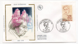 1990--enveloppe FDC "Soie" --Jean GUEHENNO   Cachet  FOUGERES --35 - 1990-1999