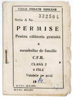 Romania, 1984, Romanian Railways CFR Identity Card - Free Permit, 2nd Class - Otros & Sin Clasificación