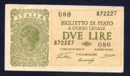 ITALIA 2 LIRE BIGLIETTO DI STATO 23-11-1944 SPL (R3) Ventura, Simoneschi, Giovinco - Regno D'Italia – 2 Lire