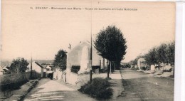 CPA 95 ERAGNY MONUMENT AUX MORTS ROUTE DE CONFLANS ET ROUTE NATIONALE - Eragny