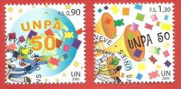 ONU - NAZIONI UNITE GINEVRA USATO 2001 - 50° Anniversary UN Postal Administration - 0,90 + 1,30 Fr. - NT-GE 424-425 - Gebruikt