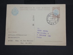 SAINT-MARIN - Entier Postal Repiqué Du Service Des Postes Pour La France En 1967 - à Voir - Lot P7404 - Ganzsachen