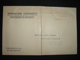 LETTRE Pour FRANCE EMA K-123 à 02 1/2 Du 7 1 38 AMSTERDAM + INFORMATIONS ECONOMIQUES PIERSON & Co - Maschinenstempel (EMA)