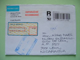 Czech Republic 2014 Registered Cover To Nicaragua - Machine Cancel Label - Lettres & Documents