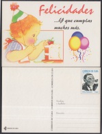 1999-EP-131 CUBA 1999. Ed.36Ad. SPECIAL DELIVERY. POSTAL STATIONERY. BOLA DE NIEVE. NIÑO CON TARTA. CHILDREN. CARTULINA - Lettres & Documents