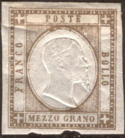 SI53D Italia Italy NAPOLI Province Napoletane.1861 Mezzo Grano Nuovo MLH Marrone Verdastro - Naples