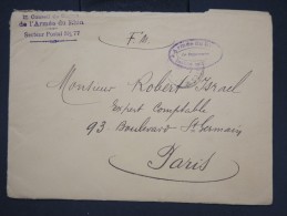 FRANCE - Enveloppe De L ´armée Du Rhin En 1921 ( Trésor Et Postes 77) Pour Paris - à Voir - Lot P7614 - Militaire Stempels Vanaf 1900 (buiten De Oorlog)