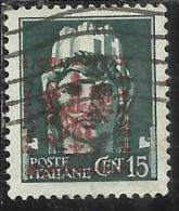 OCCUPAZIONE ITALIANA ITALY OVERPRINTED SOPRASTAMPATO ITALIA 1944 LUBIANA TEDESCA GERMAN OCCUPATION CENT. 15 USATO USED - Occ. Allemande: Lubiana