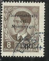 MONTENEGRO 1942 SOPRASTAMPA NERA BLACK OVERPRINTED VALORE LIRE 8 D USATO USED OBLITERE´ - Montenegro