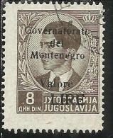 MONTENEGRO 1942 SOPRASTAMPA NERA BLACK OVERPRINTED VALORE LIRE 8 D USATO USED OBLITERE´ - Montenegro