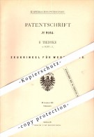 Original Patent - F. Tiedtke In Peitz I.L. , 1879 , Zeugringel Für Webschäfte , Weberei , Webstuhl !!! - Peitz