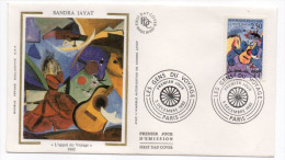 1992--enveloppe FDC Soie--JAYAT--Tableau "L'appel Au Voyage"-Gens Du Voyage--cachet  PARIS--75 - 1990-1999