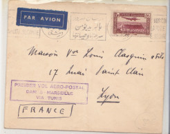 ⭐ Syrie - Premier Vol Aéro Postal - Damas - Marseille Via Tunis ⭐ - Lettres & Documents