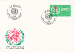 23614- WHO, WORLD HEALTH ORGANIZATION, EMBOISED COVER FDC, 1986, SWITZERLAND - OMS