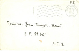 OBLITERATION D'ORLY AEROGARE Du 31.03.1962 SEINE Adressée à JEAN FRANCOIS BAROT S.P. 89.461 A.F.N. Voyagée En F.M. - Guerre D'Algérie