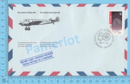 50 Eme Air Canada ( En Route  Expo 86, Service De Poste, Cover Kenora Ontario, 28-04-1986,  Aerogramme )  2 Scans - Commemorative Covers