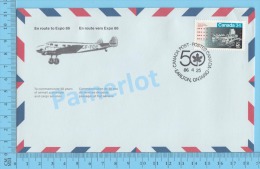 50 Eme Air Canada ( En Route  Expo 86, Service De Poste, Escale Earlton Ontario, 25-04-1986, Aerogramme )2 Scans - Commemorative Covers