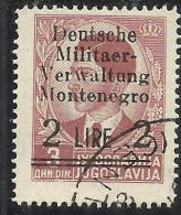 MONTENEGRO 1943 OCCUPAZIONE TEDESCA GERMAN OCCUPATION SOPRASTAMPATO SURCHARGED LIRE 2 SU 3 D USATO USED OBLITERE´ - German Occ.: Montenegro