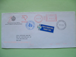 San Marino 2006 Registered Official Cover To Belgium - Foreign Dept. - Machine Franking - Priority Mail Label - Lettres & Documents