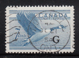 Canada Used Scott #O31 7c Canada Goose With 'G' Overprint CDS: Mitchell Ont. OC 21 54 - Overprinted