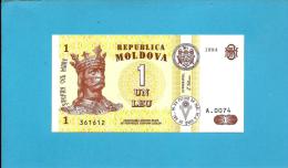 MOLDOVA - 1 LEU - 1994 - Pick 8 - UNC. - Serie A.0074 - Republica - Moldavie