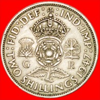 * TUDOR ROSE: UNITED KINGDOM 2 SHILLINGS 1947 GEORGE VI (1937-1952)! INTERESTING TYPE! BRITAIN! LOW START NO RESERVE! - J. 1 Florin / 2 Schillings