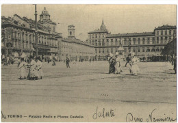 Riproduzione Di Antica Cartolina Da Collezione Privata - Torino - Palazzo Reale E Piazza Castello - Palazzo Reale