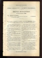 - MARINE ET NAVIGATION . BOUEE DE SAUVETAGE . BREVET D´INVENTION DE 1902 . - Technique Nautique & Instruments