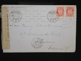 NORVEGE -Enveloppe De Bergen Pour La France En 1916 - Avec Controle - Aff Issus De Carnet - à Voir - P7911 - Lettres & Documents