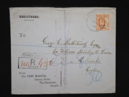 GRANDE -BRETAGNE - INDE - Enveloppe En Recommandée De Chamba Pour Colombo En 1908 - Aff Plaisant - à Voir - P7919 - 1902-11 King Edward VII