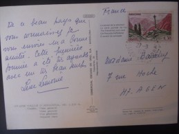 Andorre Français Carte De 1971 Pour Agen , Cachet Exagonale - Covers & Documents